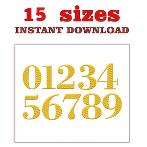 Numbers embroidery design, Numbers Only – 15 sizes (height 20mm - 150mm),  machine embroidery designs file