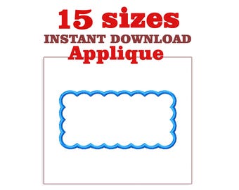 Appliqué geschulpte rechthoek borduurwerk Ontwerpbestand: satijnsteekomtrek (digitale download)