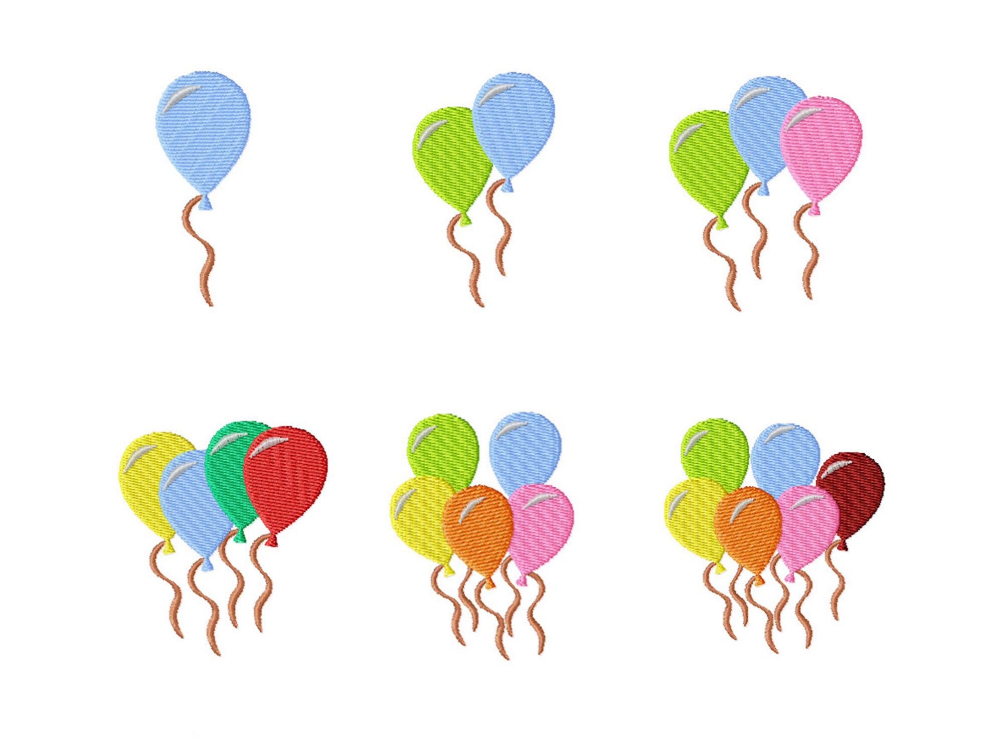 Balloon Embroidery Design: Set of 6 Machine Embroidery Designs (digital ...