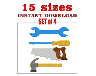 Hand Tools Embroidery Design: Wrench, Hammer, Saw (Digital File)