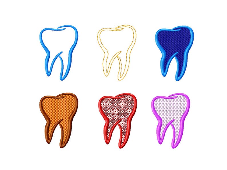 Tooth Embroidery Design File: Set of 6 (digital Download) - Etsy
