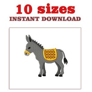 Donkey embroidery design file, small Donkey embroidery design, Download Embroidery, Donkey designs