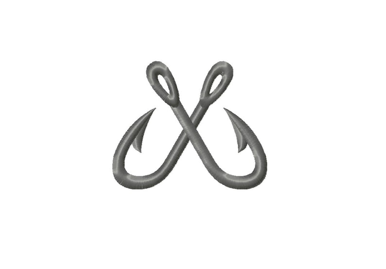 Two Fish Hooks Embroidery Design: Machine Embroidery File (digital ...
