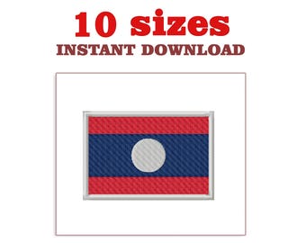 Borduurontwerp vlag Laos: machineborduurbestand (digitale download)