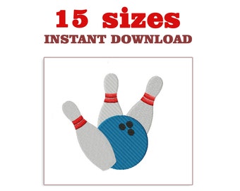 Bowling Embroidery Design: Ball and Pins (Digital Download)