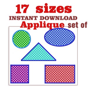 Geometric figures Applique Embroidery Design , Snowflake set of 5, 5 Designs by 17 Sizes