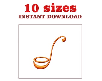 Ladle Embroidery Design: Mini Kitchen Utensil (Digital Download)