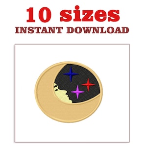 Moon Embroidery Design file, mini Moon Download Embroidery, small Moon machine embroidery designs