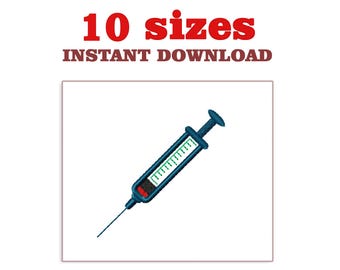 Syringe Embroidery Design: Mini Medical File (Digital Download)