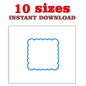 May include: A blue scalloped frame with a white background. The text "10 sizes" and "INSTANT DOWNLOAD" is above the frame.