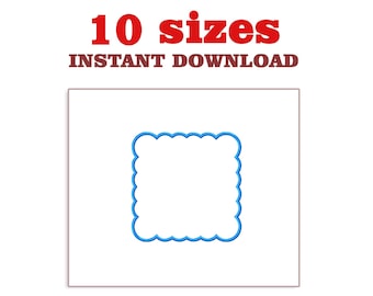 Scalloped Square Embroidery Design: Satin Stitch Outline (Digital Download)