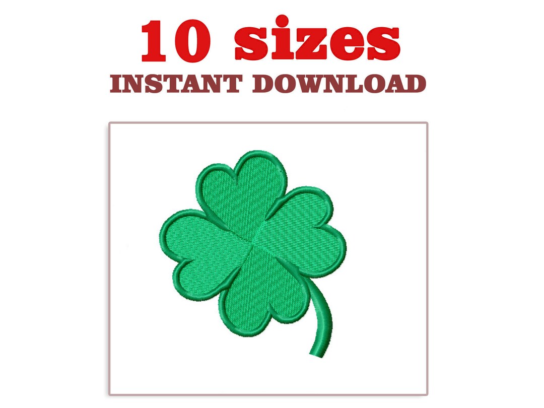 Four Leaf Clover Embroidery Design File, Four Leaf Clover Download