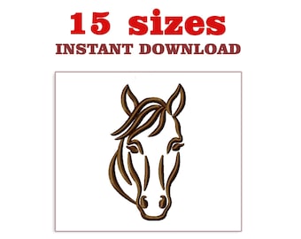 Satin Stitch Horse Head Embroidery Design: Machine Embroidery File (Digital Download)