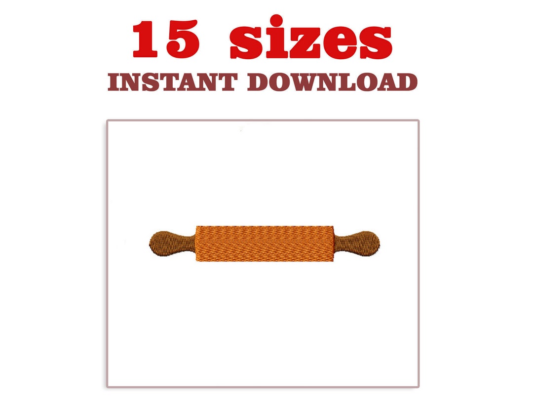 Rolling Pin Embroidery Design File, Rolling Pin Embroidery, Rolling Pin