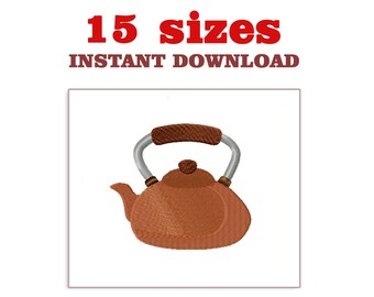 Borduurontwerp theepot: waterkoker machineborduurbestand (digitale download)