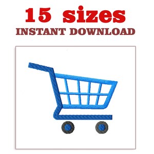 Archivo de diseño de bordado de carrito de compras, bordado de descarga de carrito de compras, archivo de diseños de bordado de máquina de carrito de compras