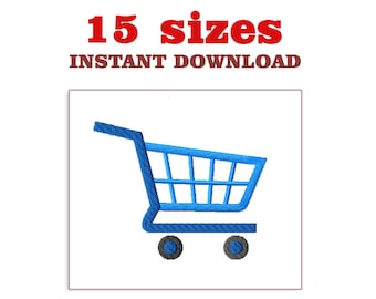 Shopping Cart Embroidery Design: Machine Embroidery File (Instant Download)