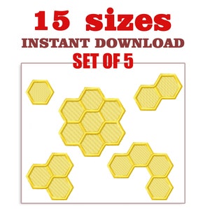 Diseños de bordado de panal: Conjunto de 5 patrones de encaje (descarga digital)