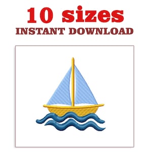 Sailboat Embroidery Design: Mini Boat Machine File (Download)