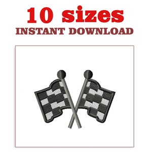 Puede incluir: Banderas de carreras a cuadros en blanco y negro cruzadas. Las banderas están en palos blancos con tapas redondas negras. 10 tamaños. Descarga instantánea.