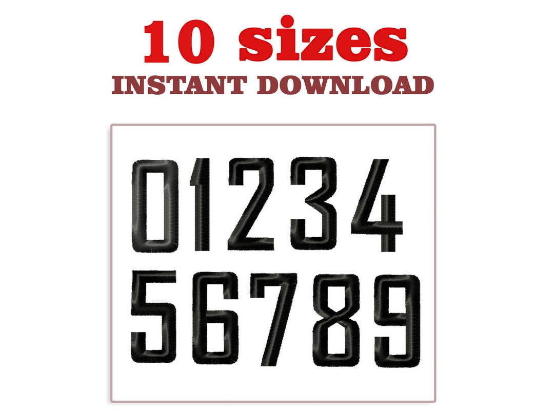 Numbers Embroidery Design: 10 Sizes, Machine Embroidery File (digital ...