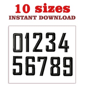 Numbers Embroidery Design: 10 Sizes, Machine Embroidery File (Digital Download)