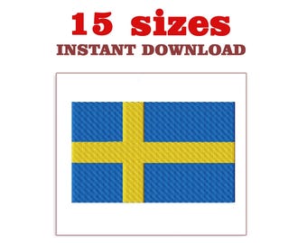Sweden flag Embroidery Design: Machine Embroidery File (Digital Download)