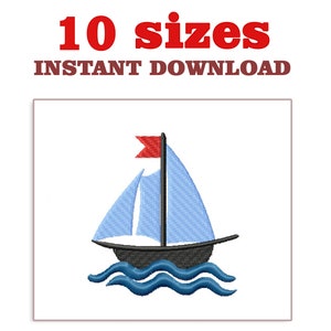 Sailboat Embroidery Design, mini Sail boat  Download, smal Sailboat machine embroidery designs file