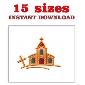 Church Machine Embroidery Design: Mini Religious Pattern (Digital Download)