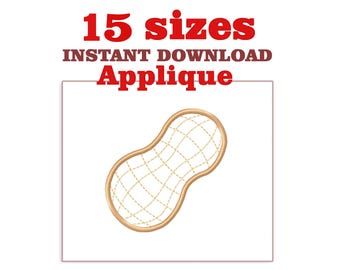 Peanut Applique Embroidery Design: Nut Machine Embroidery (Digital Download)