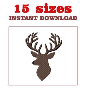 Deer Head Silhouette Embroidery Design (Digital Download)