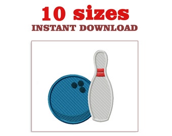 Bowling Ball & Pin Embroidery Design (Digital Download)