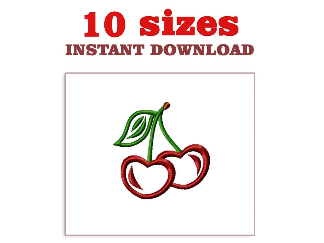Cherry Outline Embroidery Design: Satin Stitch (digital Download