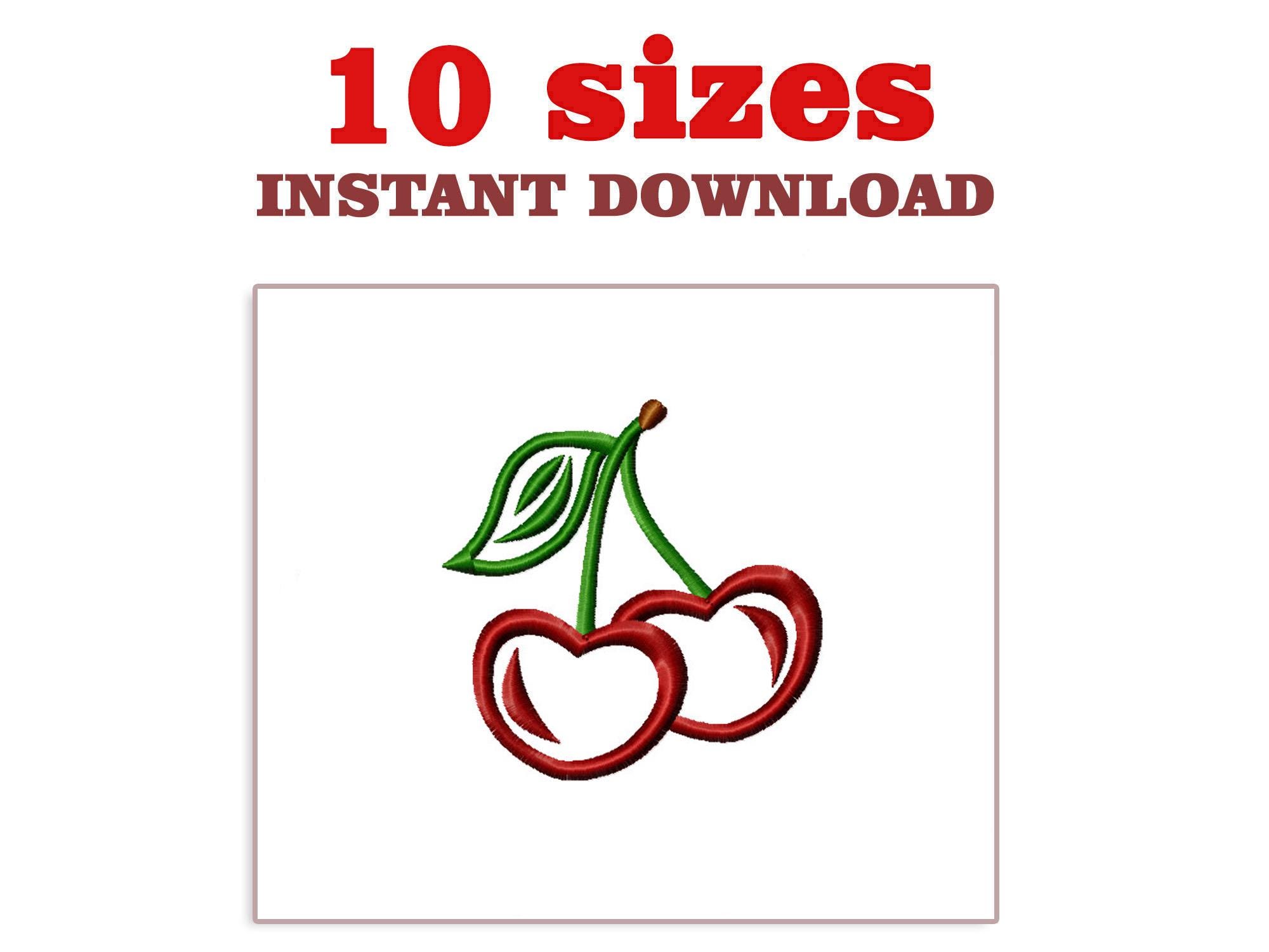 Cherry Outline Embroidery Design: Satin Stitch (digital Download
