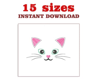 Cat Head Embroidery Design: Machine Embroidery File (Digital Download)