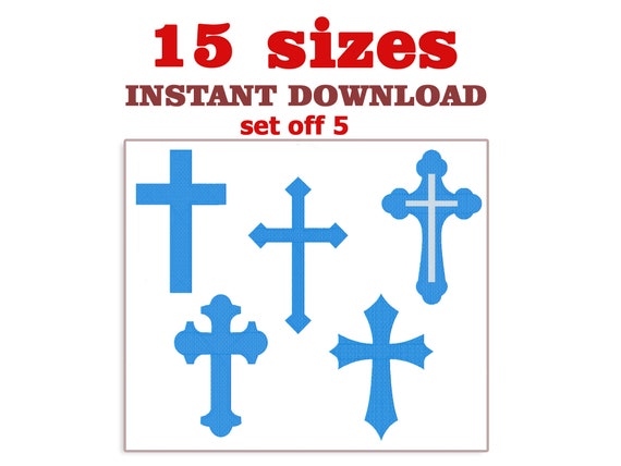 Christian Cross Embroidery Design Set of 5 (Digital Download)