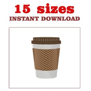 Coffee Cup Embroidery Design file, Coffee Cup Embroidery Machine Embroidery Design. Coffee Beans Embroidery Pattern
