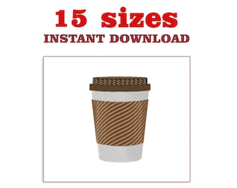 Kaffeetasse Stickdatei: Kaffeebohnen Muster (Digitaler Download)