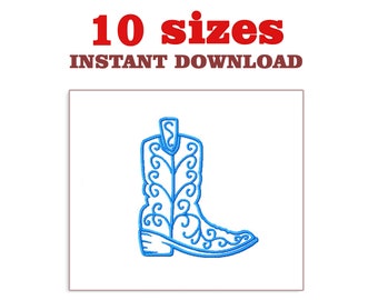 Motif de broderie bottines de cow-boy : point western fleuri (TÉLÉCHARGEMENT IMMÉDIAT)