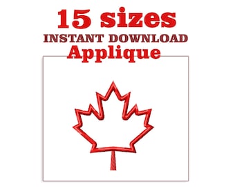 Diseño de bordado con aplique de hoja de arce canadiense (descarga digital)
