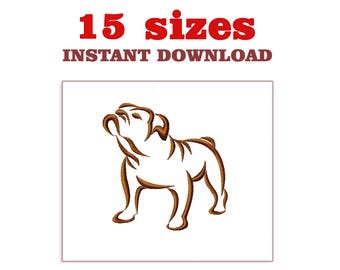 Bulldogge Umriss Stickdatei: Mini Bulldogge Maschinendatei (Digitaler Download)