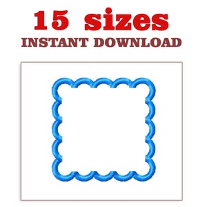 Borduurontwerp golvende rechthoek omtrek: minilijst (digitale download)