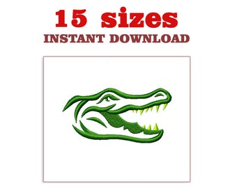 Crocodile head Embroidery Design: Mini Crocodile Applique (Digital Download)