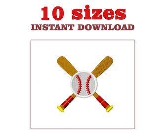 Motif de broderie batte de baseball et batte : broderie Machine de sport (téléchargement numérique)