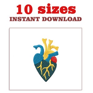 Anatomical Heart Embroidery Designs: Machine Embroidery File (Digital Download)