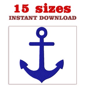 May include: A blue anchor against a white background. The anchor is a nautical symbol often used in maritime designs.