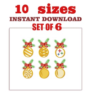 Christmas Balls Embroidery Design: Set of 6 (Digital Download)