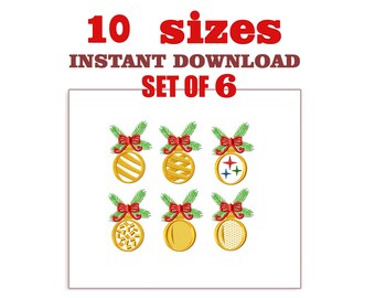 Christmas Balls Embroidery Design: Set of 6 (Digital Download)