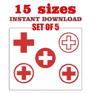 Medical cross Embroidery Design , Medical cross set of 5, Cross Embroidery Design