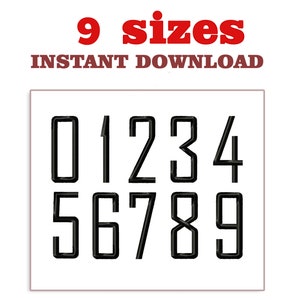 Numbers Embroidery Design: 9 Sizes, 10-90mm (Digital Download)